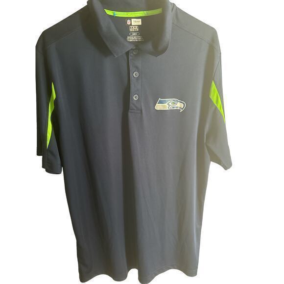 Seattle Seahawks‎ Team Apparel Polo shirt size Lg Blue Green  Polyester - Picture 1 of 5